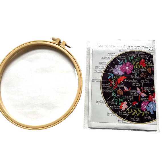 Embroidery Kit DIY Craft Handmade Floral Pattern Hoop Needle Cloth Thread Instr. - Picture 1 of 5